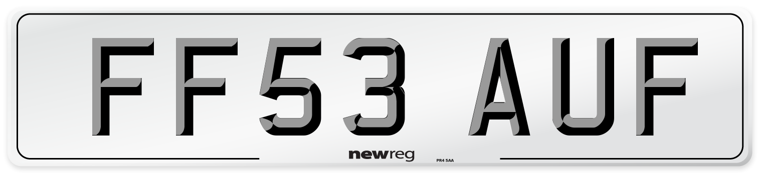 FF53 AUF Number Plate from New Reg